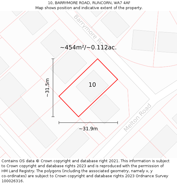 10, BARRYMORE ROAD, RUNCORN, WA7 4AF: Plot and title map