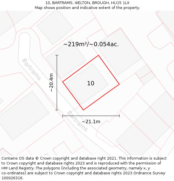 10, BARTRAMS, WELTON, BROUGH, HU15 1LX: Plot and title map