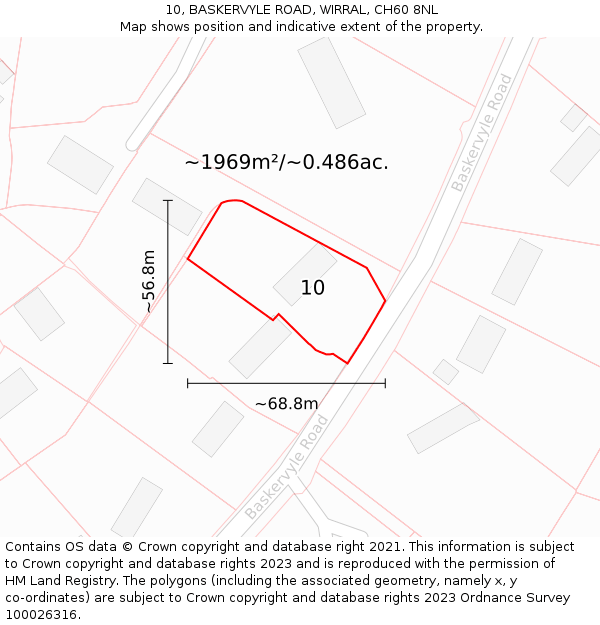 10, BASKERVYLE ROAD, WIRRAL, CH60 8NL: Plot and title map