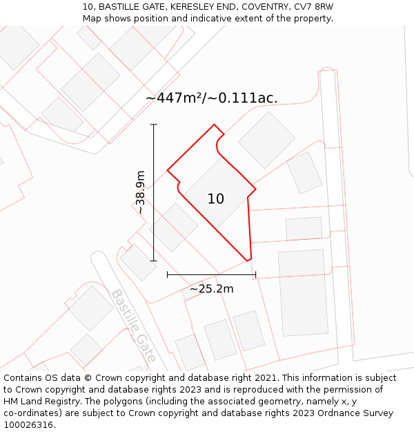 10, BASTILLE GATE, KERESLEY END, COVENTRY, CV7 8RW: Plot and title map