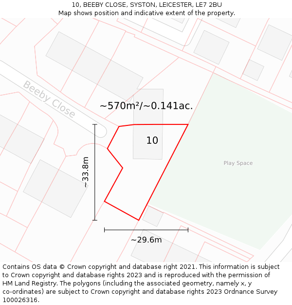 10, BEEBY CLOSE, SYSTON, LEICESTER, LE7 2BU: Plot and title map