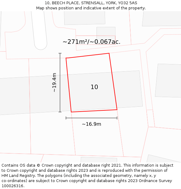 10, BEECH PLACE, STRENSALL, YORK, YO32 5AS: Plot and title map