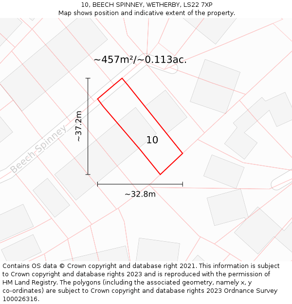 10, BEECH SPINNEY, WETHERBY, LS22 7XP: Plot and title map