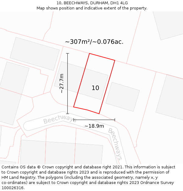 10, BEECHWAYS, DURHAM, DH1 4LG: Plot and title map