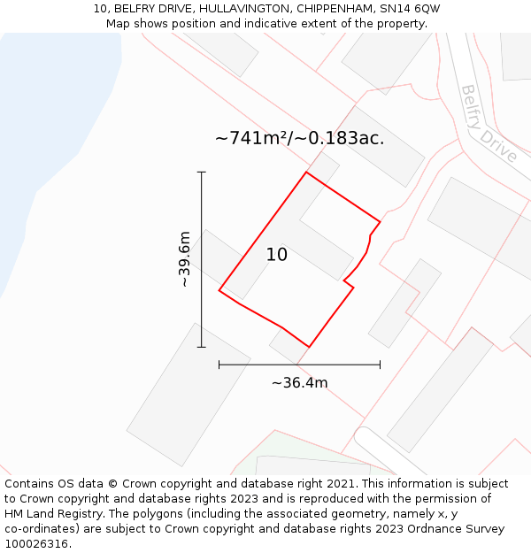 10, BELFRY DRIVE, HULLAVINGTON, CHIPPENHAM, SN14 6QW: Plot and title map
