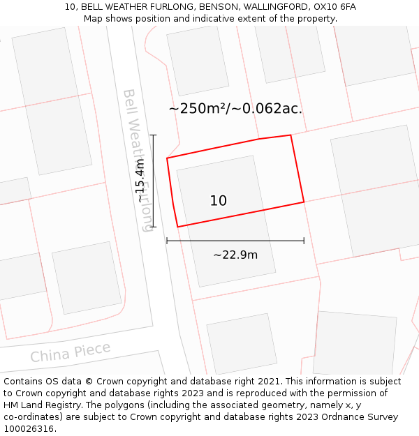 10, BELL WEATHER FURLONG, BENSON, WALLINGFORD, OX10 6FA: Plot and title map