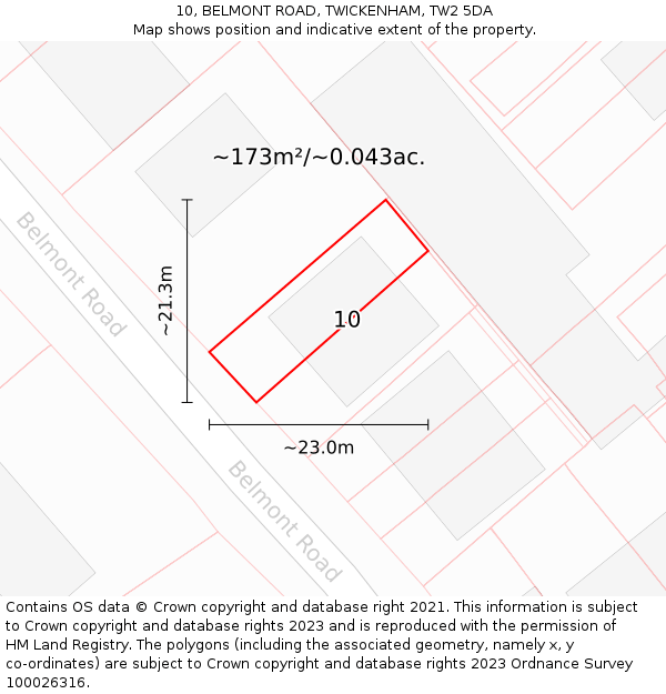 10, BELMONT ROAD, TWICKENHAM, TW2 5DA: Plot and title map