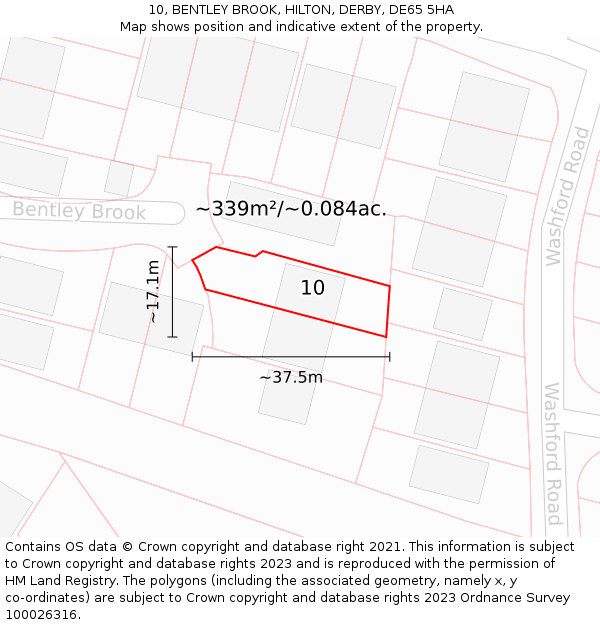 10, BENTLEY BROOK, HILTON, DERBY, DE65 5HA: Plot and title map