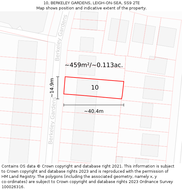 10, BERKELEY GARDENS, LEIGH-ON-SEA, SS9 2TE: Plot and title map