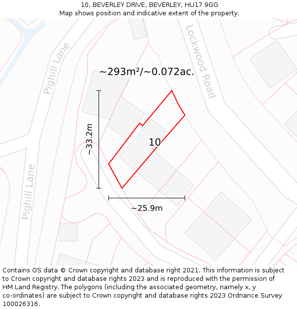 10, BEVERLEY DRIVE, BEVERLEY, HU17 9GG: Plot and title map