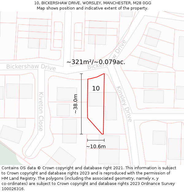 10, BICKERSHAW DRIVE, WORSLEY, MANCHESTER, M28 0GG: Plot and title map