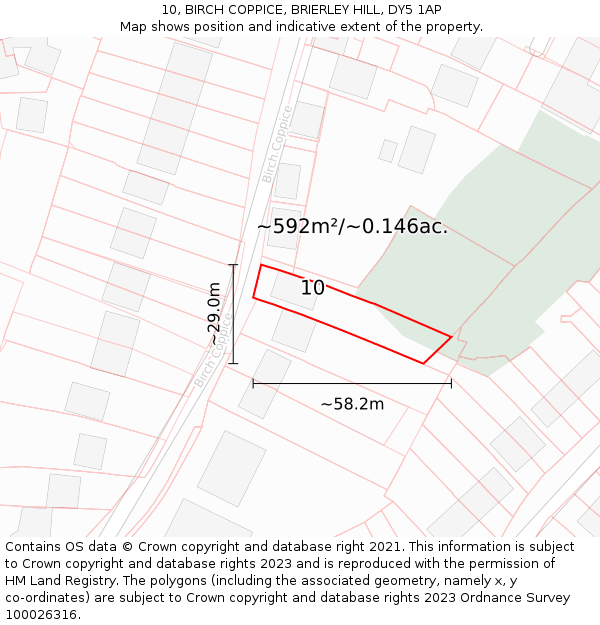 10, BIRCH COPPICE, BRIERLEY HILL, DY5 1AP: Plot and title map