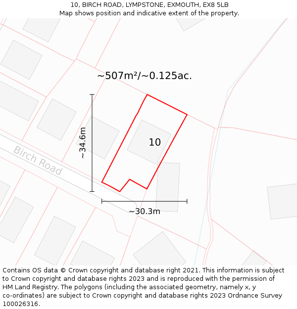 10, BIRCH ROAD, LYMPSTONE, EXMOUTH, EX8 5LB: Plot and title map