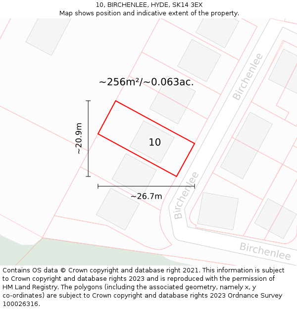 10, BIRCHENLEE, HYDE, SK14 3EX: Plot and title map