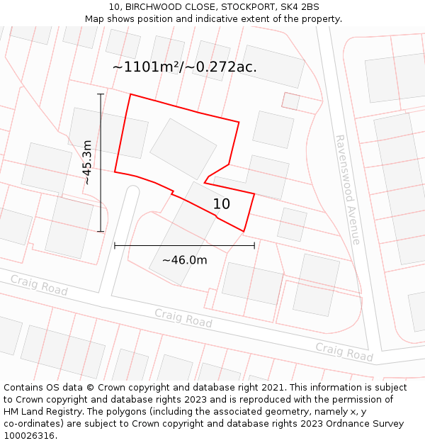 10, BIRCHWOOD CLOSE, STOCKPORT, SK4 2BS: Plot and title map