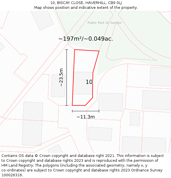 10, BISCAY CLOSE, HAVERHILL, CB9 0LJ: Plot and title map