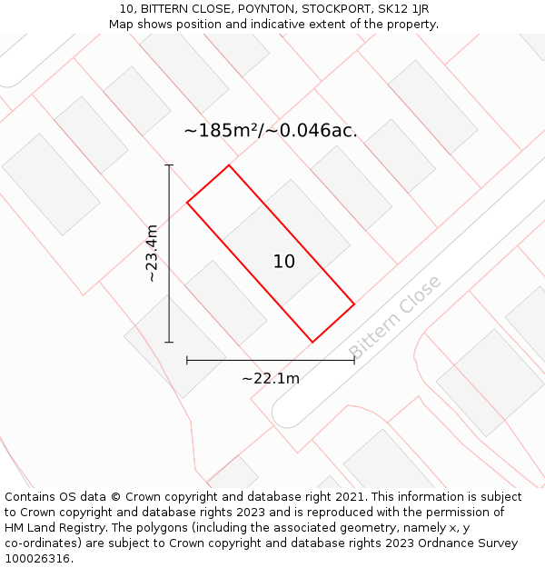 10, BITTERN CLOSE, POYNTON, STOCKPORT, SK12 1JR: Plot and title map