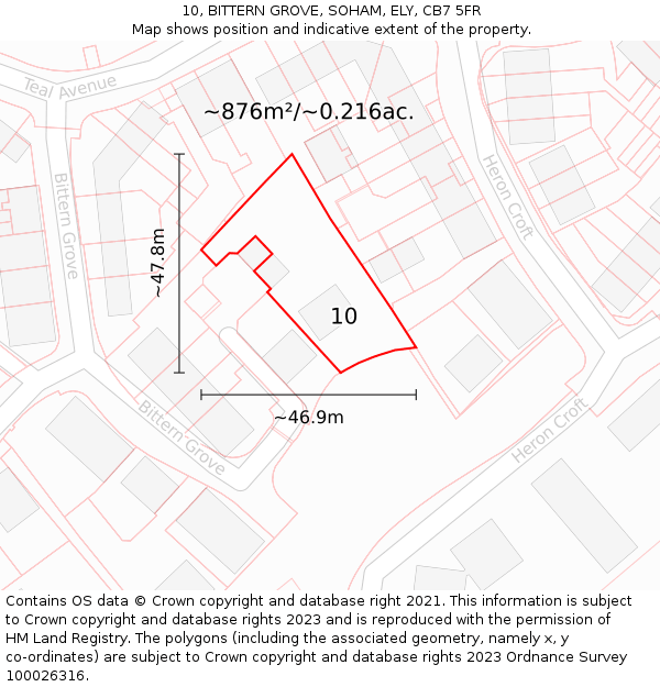 10, BITTERN GROVE, SOHAM, ELY, CB7 5FR: Plot and title map