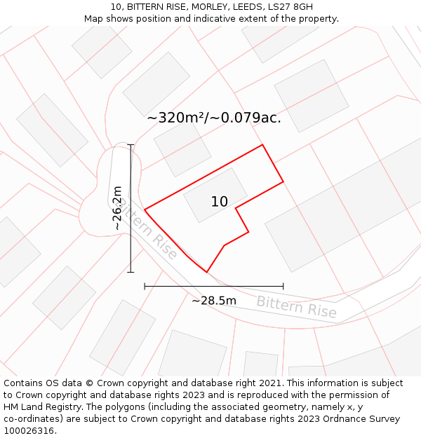 10, BITTERN RISE, MORLEY, LEEDS, LS27 8GH: Plot and title map