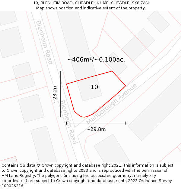 10, BLENHEIM ROAD, CHEADLE HULME, CHEADLE, SK8 7AN: Plot and title map