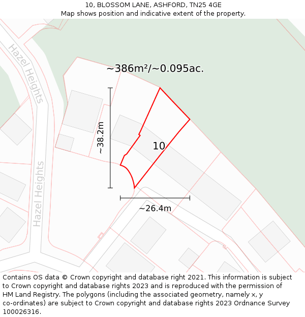 10, BLOSSOM LANE, ASHFORD, TN25 4GE: Plot and title map