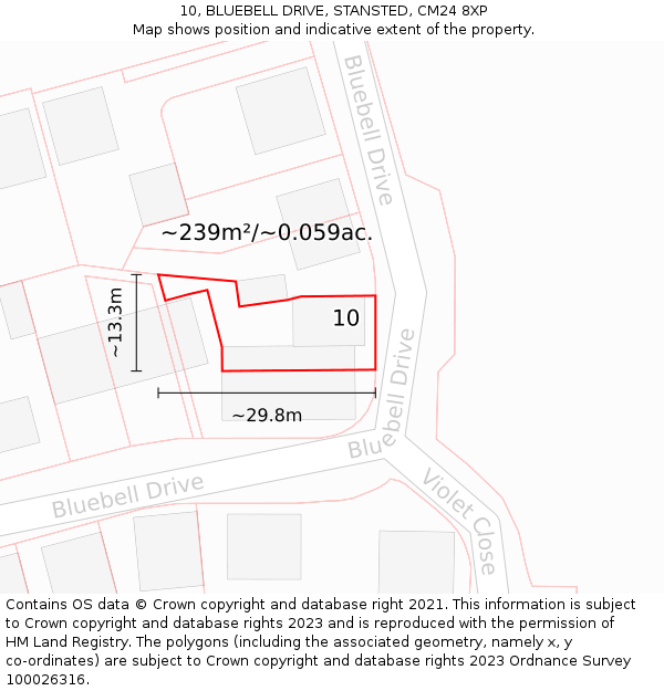 10, BLUEBELL DRIVE, STANSTED, CM24 8XP: Plot and title map