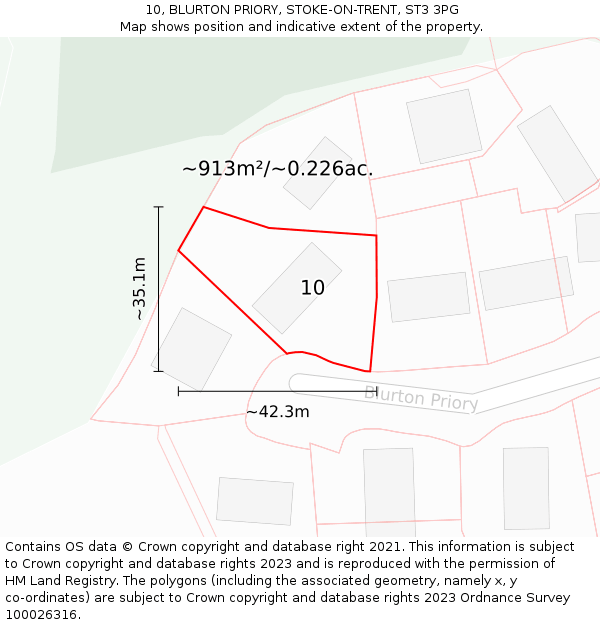 10, BLURTON PRIORY, STOKE-ON-TRENT, ST3 3PG: Plot and title map