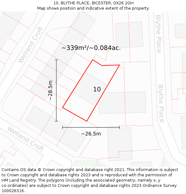 10, BLYTHE PLACE, BICESTER, OX26 2GH: Plot and title map