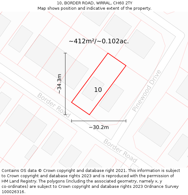 10, BORDER ROAD, WIRRAL, CH60 2TY: Plot and title map