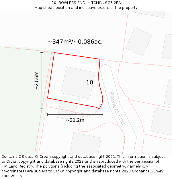 10, BOWLERS END, HITCHIN, SG5 2EA: Plot and title map