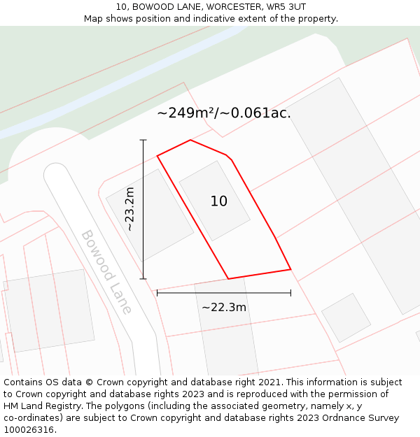 10, BOWOOD LANE, WORCESTER, WR5 3UT: Plot and title map