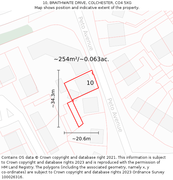 10, BRAITHWAITE DRIVE, COLCHESTER, CO4 5XG: Plot and title map