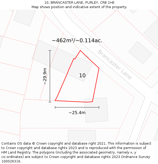 10, BRANCASTER LANE, PURLEY, CR8 1HE: Plot and title map