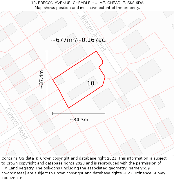 10, BRECON AVENUE, CHEADLE HULME, CHEADLE, SK8 6DA: Plot and title map
