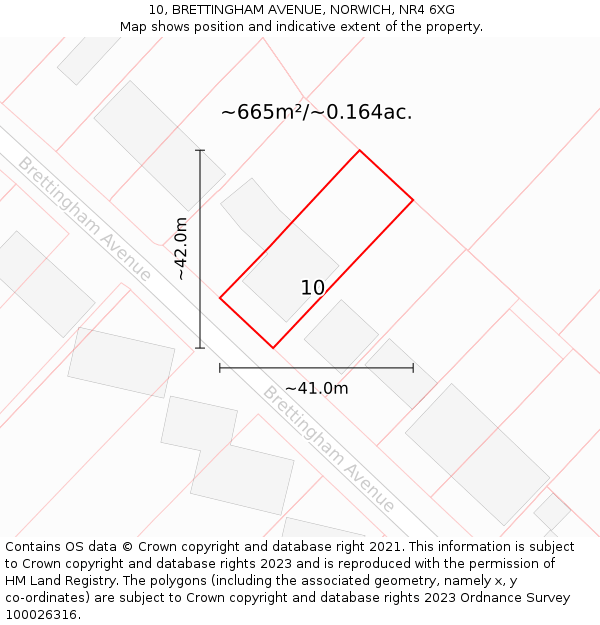 10, BRETTINGHAM AVENUE, NORWICH, NR4 6XG: Plot and title map