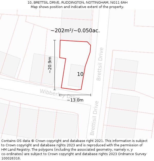 10, BRETTSIL DRIVE, RUDDINGTON, NOTTINGHAM, NG11 6AH: Plot and title map