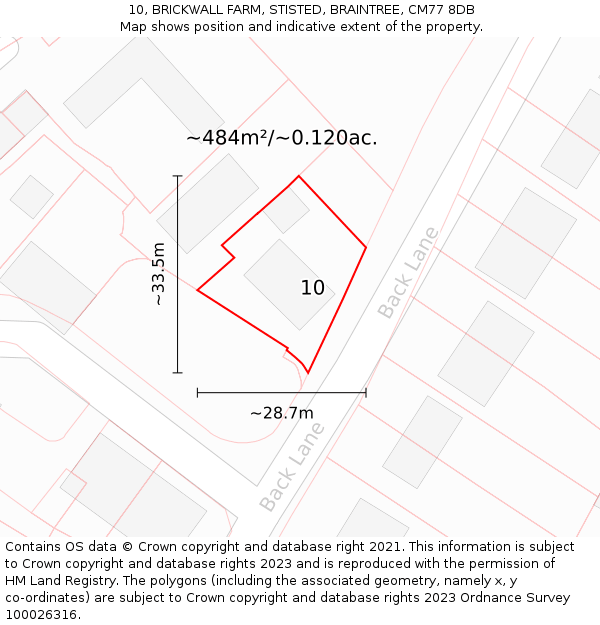 10, BRICKWALL FARM, STISTED, BRAINTREE, CM77 8DB: Plot and title map