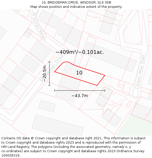 10, BRIDGEMAN DRIVE, WINDSOR, SL4 3SB: Plot and title map