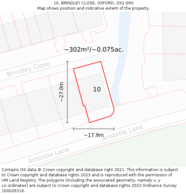 10, BRINDLEY CLOSE, OXFORD, OX2 6XN: Plot and title map