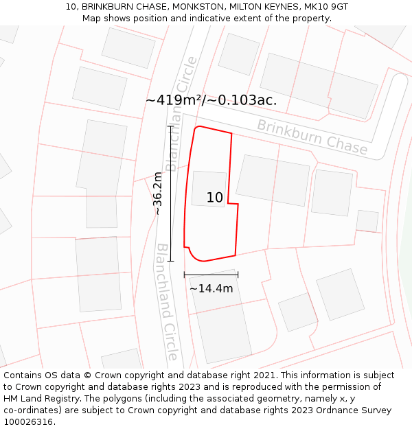 10, BRINKBURN CHASE, MONKSTON, MILTON KEYNES, MK10 9GT: Plot and title map