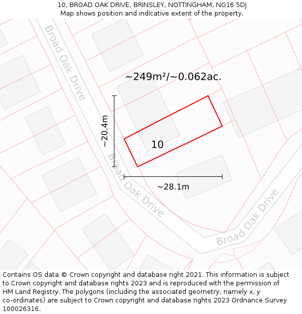 10, BROAD OAK DRIVE, BRINSLEY, NOTTINGHAM, NG16 5DJ: Plot and title map