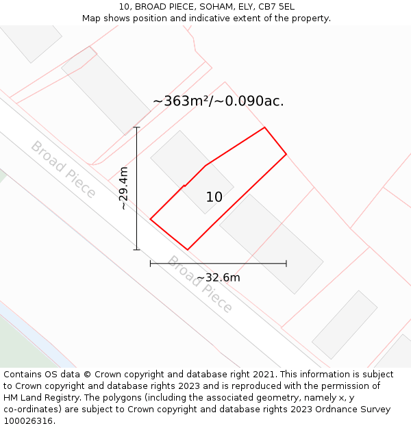 10, BROAD PIECE, SOHAM, ELY, CB7 5EL: Plot and title map