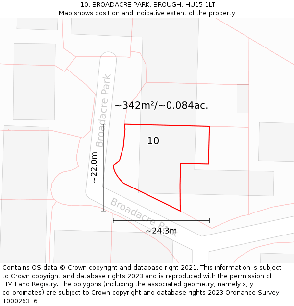10, BROADACRE PARK, BROUGH, HU15 1LT: Plot and title map