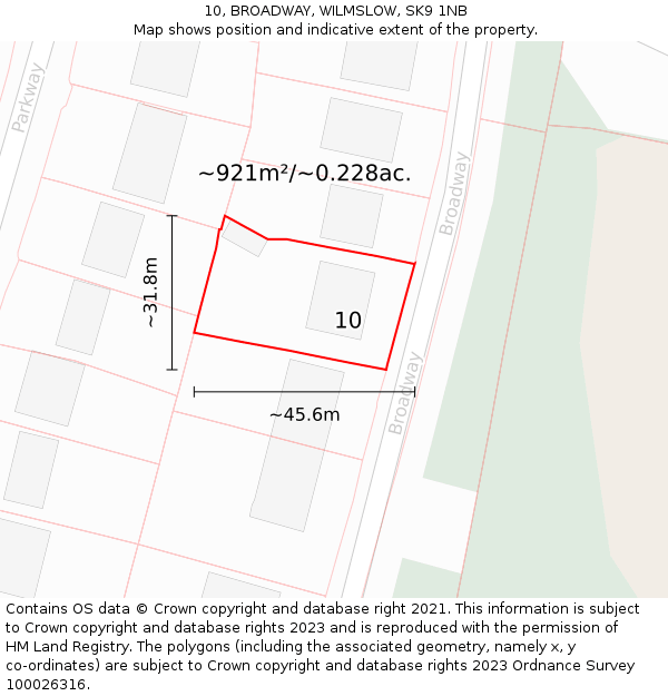 10, BROADWAY, WILMSLOW, SK9 1NB: Plot and title map