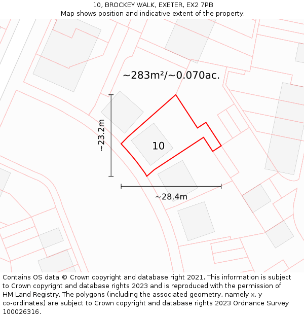 10, BROCKEY WALK, EXETER, EX2 7PB: Plot and title map