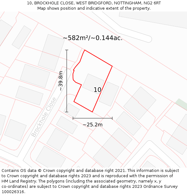 10, BROCKHOLE CLOSE, WEST BRIDGFORD, NOTTINGHAM, NG2 6RT: Plot and title map