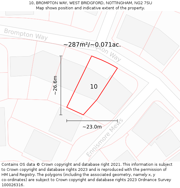 10, BROMPTON WAY, WEST BRIDGFORD, NOTTINGHAM, NG2 7SU: Plot and title map