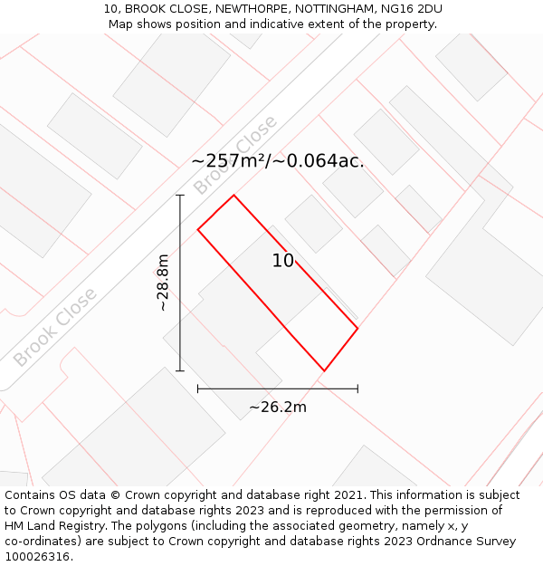 10, BROOK CLOSE, NEWTHORPE, NOTTINGHAM, NG16 2DU: Plot and title map