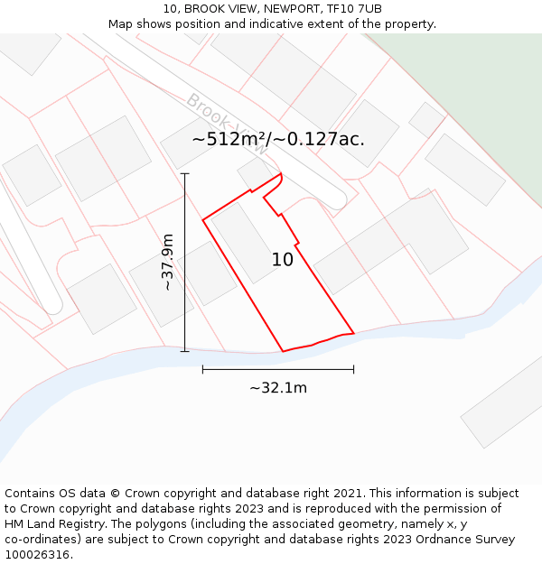 10, BROOK VIEW, NEWPORT, TF10 7UB: Plot and title map