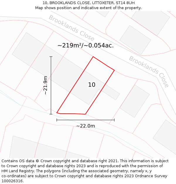 10, BROOKLANDS CLOSE, UTTOXETER, ST14 8UH: Plot and title map